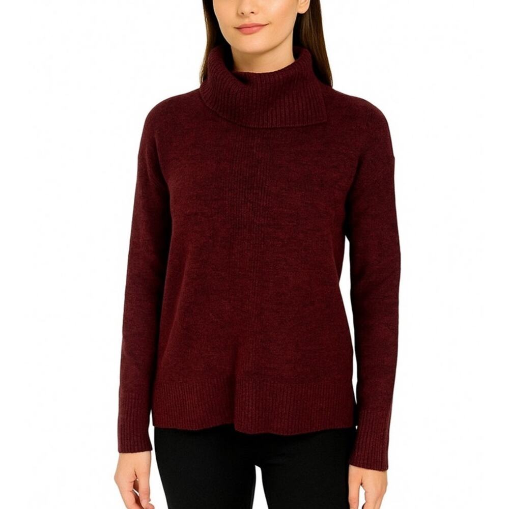 Banana Republic Factory Burgundy Split Cowl Neck Sweater XS Wine Marled Knit